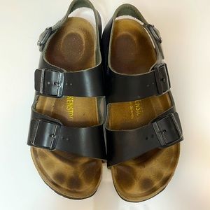 Black leather Birkenstock sandals
